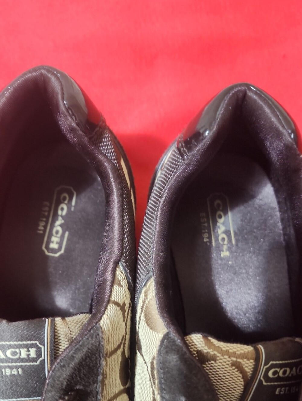 Coach Brown Signature Canvas Low-Top Sneakers with Dark Suede Trim - Picture 10 of 12